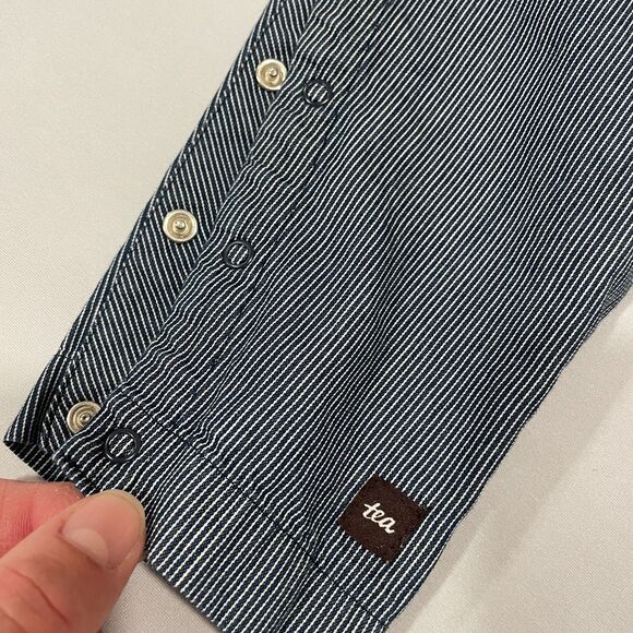 ~ TEA Baby 18-24 m Overalls/Dungarees Adjustable Stripe Blue Toddler Snaps 2 2yr - Picture 3 of 14